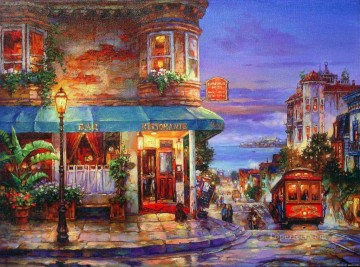 ハイドストリートショップの街並み現代都市のシーン Oil Paintings